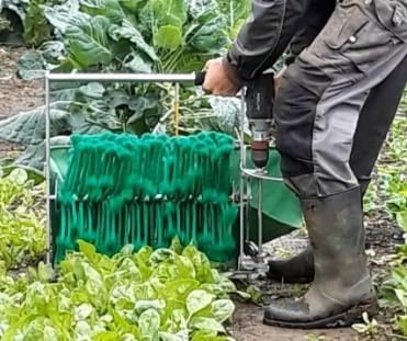 Mobiel toestel om spinazie te oogsten